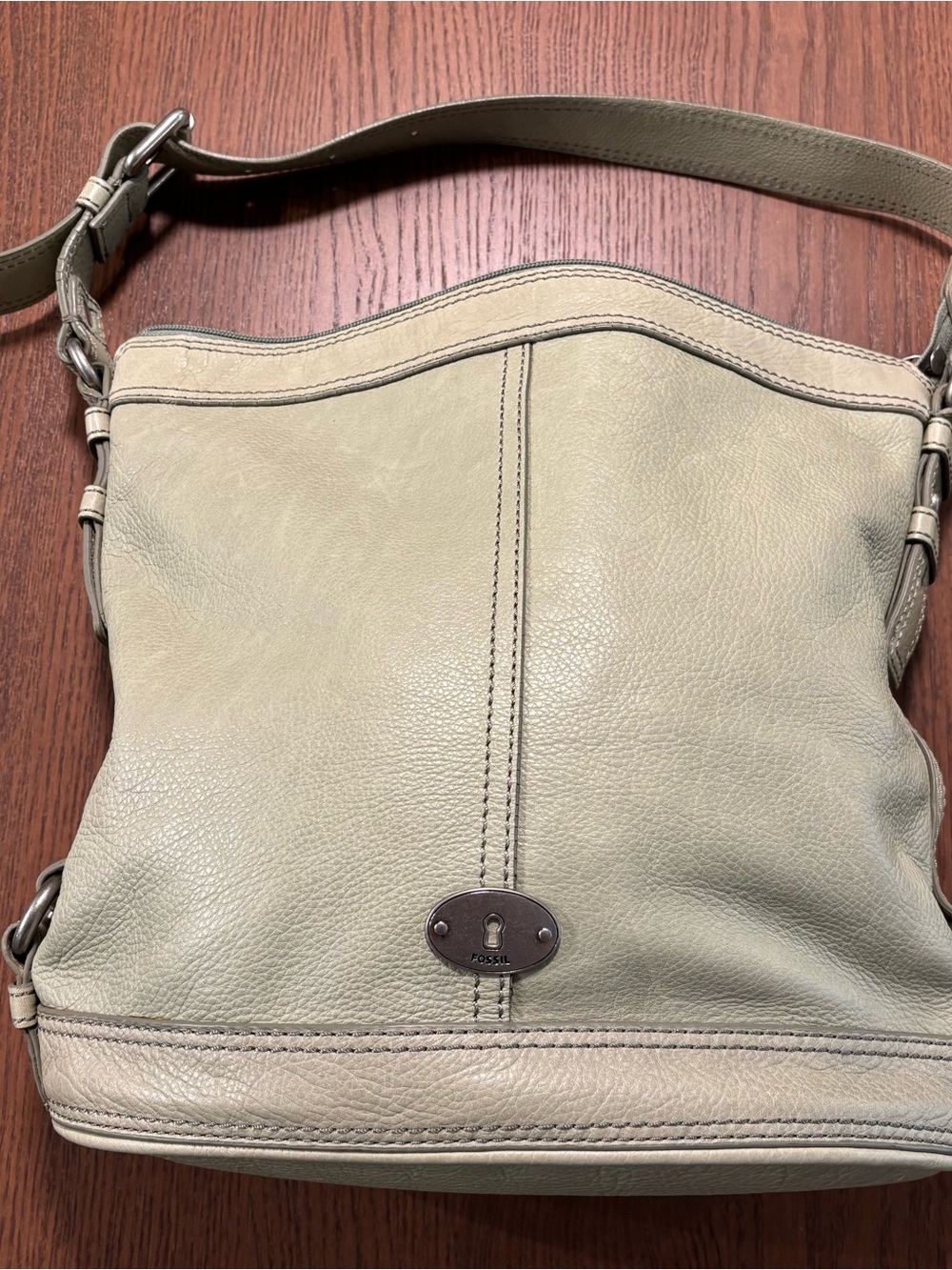 Vintage Fossil Maddox Olive Green Leather Shoulder Bag
